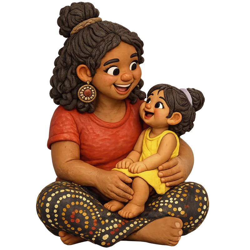 Mom sitting with baby